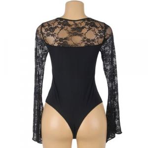 Body dentelle noir manches longues vases